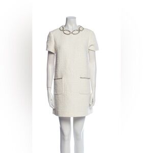 Elegant White Tweed Dress